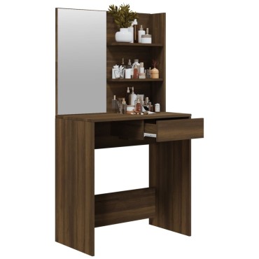 vidaXL Μπουντουάρ με Καθρέφτη Καφέ Δρυς 74,5x40x141cm