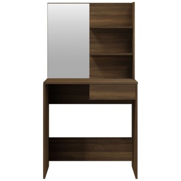 vidaXL Μπουντουάρ με Καθρέφτη Καφέ Δρυς 74,5x40x141cm