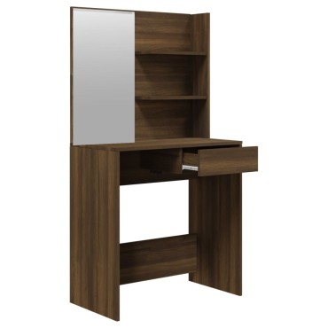 vidaXL Μπουντουάρ με Καθρέφτη Καφέ Δρυς 74,5x40x141cm