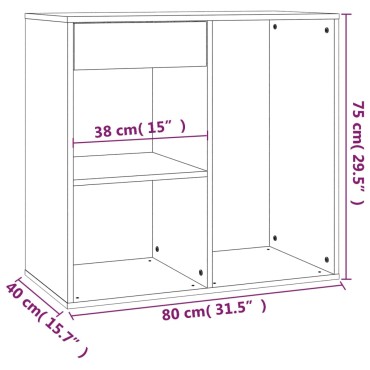 808840 vidaXL Ντουλάπι Καλλυντικών Καπνιστή Δρυς 80x40x75cm Επεξ. ξύλο 1 τεμ.