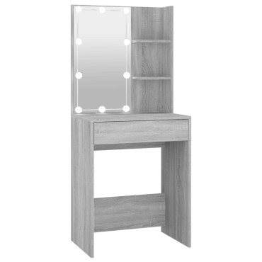 vidaXL Μπουντουάρ με LED Γκρι Sonoma 60x40x140cm