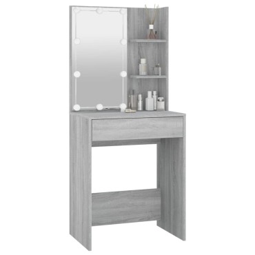 vidaXL Μπουντουάρ με LED Γκρι Sonoma 60x40x140cm