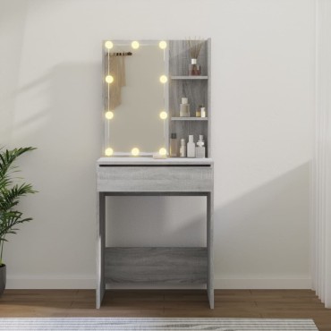 vidaXL Μπουντουάρ με LED Γκρι Sonoma 60x40x140cm
