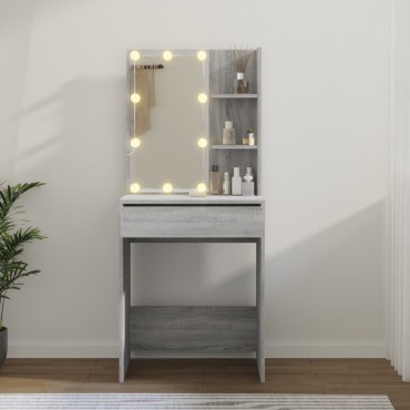 vidaXL Μπουντουάρ με LED Γκρι Sonoma 60x40x140cm