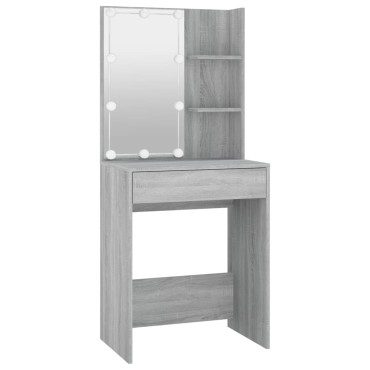 vidaXL Μπουντουάρ με LED Γκρι Sonoma 60x40x140cm
