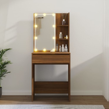 vidaXL Μπουντουάρ με LED Καφέ Δρυς 60x40x140cm