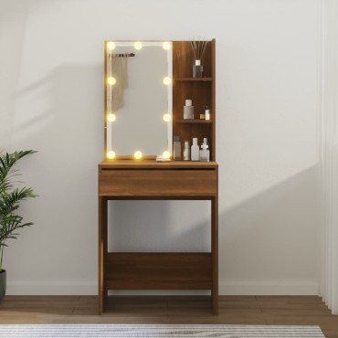 vidaXL Μπουντουάρ με LED Καφέ Δρυς 60x40x140cm