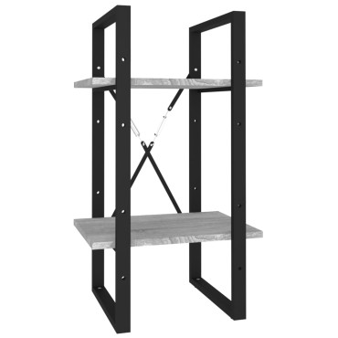 vidaXL Βιβλιοθήκη με 2 Ράφια Γκρι Sonoma 40x30x70cm Επεξεργ. Ξύλο 1 τεμ.