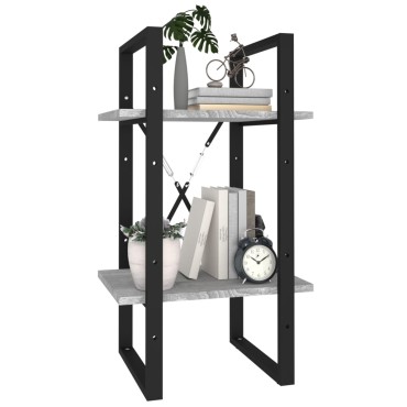 vidaXL Βιβλιοθήκη με 2 Ράφια Γκρι Sonoma 40x30x70cm Επεξεργ. Ξύλο 1 τεμ.