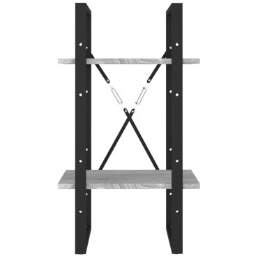vidaXL Βιβλιοθήκη με 2 Ράφια Γκρι Sonoma 40x30x70cm Επεξεργ. Ξύλο 1 τεμ.