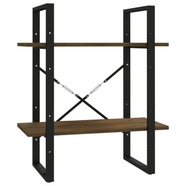 vidaXL Βιβλιοθήκη με 2 Ράφια Καφέ Δρυς 60x30x70cm Επεξεργ. Ξύλο 1 τεμ.