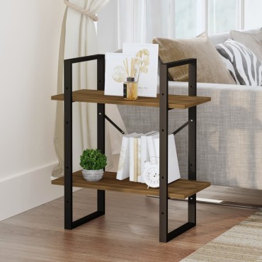vidaXL Βιβλιοθήκη με 2 Ράφια Καφέ Δρυς 60x30x70cm Επεξεργ. Ξύλο 1 τεμ.