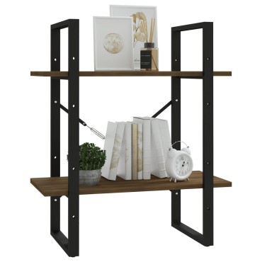 vidaXL Βιβλιοθήκη με 2 Ράφια Καφέ Δρυς 60x30x70cm Επεξεργ. Ξύλο 1 τεμ.