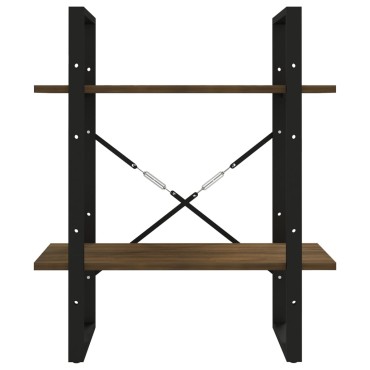 vidaXL Βιβλιοθήκη με 2 Ράφια Καφέ Δρυς 60x30x70cm Επεξεργ. Ξύλο 1 τεμ.