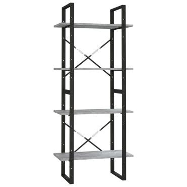 vidaXL Βιβλιοθήκη με 4 Ράφια Γκρι Sonoma 60x30x140cm Επεξεργ. Ξύλο 1 τεμ.