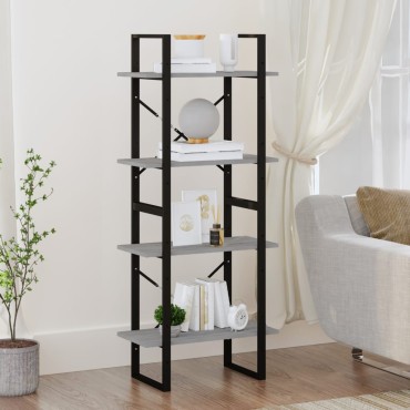 vidaXL Βιβλιοθήκη με 4 Ράφια Γκρι Sonoma 60x30x140cm Επεξεργ. Ξύλο 1 τεμ.