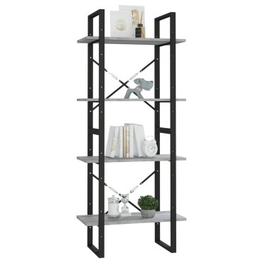 vidaXL Βιβλιοθήκη με 4 Ράφια Γκρι Sonoma 60x30x140cm Επεξεργ. Ξύλο 1 τεμ.