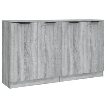 vidaXL Ντουλάπι 2 τεμ. Γκρι Sonoma 60x30x70cm από Επεξεργασμένο Ξύλο