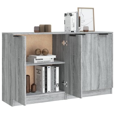 vidaXL Ντουλάπι 2 τεμ. Γκρι Sonoma 60x30x70cm από Επεξεργασμένο Ξύλο