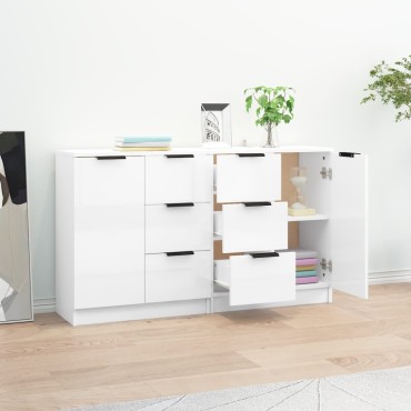 vidaXL Ντουλάπια 2 τεμ. Γυαλιστερό Λευκό 60x30x70cm Επεξεργασμένο Ξύλο