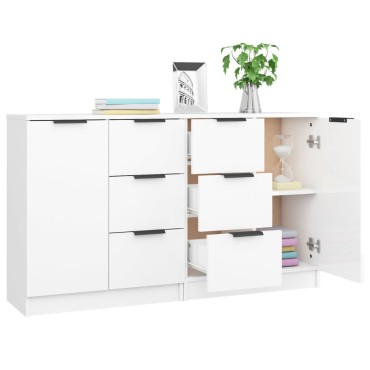 vidaXL Ντουλάπια 2 τεμ. Γυαλιστερό Λευκό 60x30x70cm Επεξεργασμένο Ξύλο