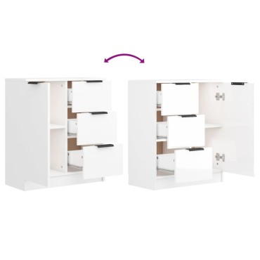 vidaXL Ντουλάπια 2 τεμ. Γυαλιστερό Λευκό 60x30x70cm Επεξεργασμένο Ξύλο