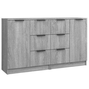 vidaXL Ντουλάπι 2 τεμ. Γκρι Sonoma 60x30x70cm από Επεξεργασμένο Ξύλο