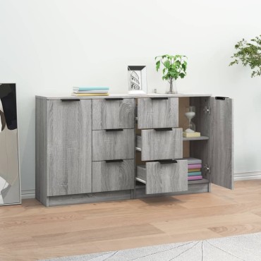 vidaXL Ντουλάπι 2 τεμ. Γκρι Sonoma 60x30x70cm από Επεξεργασμένο Ξύλο