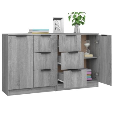 vidaXL Ντουλάπι 2 τεμ. Γκρι Sonoma 60x30x70cm από Επεξεργασμένο Ξύλο