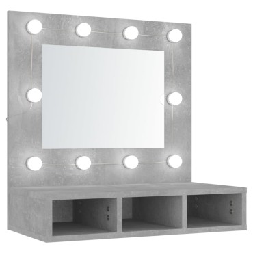 vidaXL Έπιπλο Καθρέπτη με LED Γκρι Σκυροδέματος 60x31,5x62cm 1 τεμ.