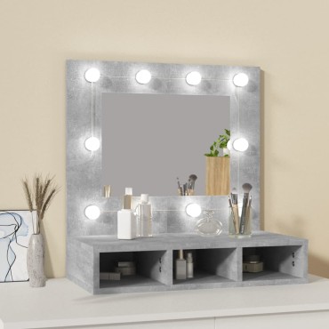 vidaXL Έπιπλο Καθρέπτη με LED Γκρι Σκυροδέματος 60x31,5x62cm 1 τεμ.