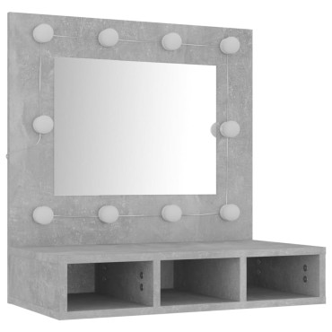 vidaXL Έπιπλο Καθρέπτη με LED Γκρι Σκυροδέματος 60x31,5x62cm 1 τεμ.