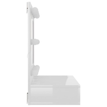 vidaXL Έπιπλο Καθρέπτη με LED Γυαλιστερό Λευκό 60x31,5x62cm 1 τεμ.