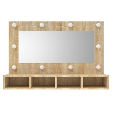 vidaXL Έπιπλο Καθρέπτη με LED Sonoma Δρυς 90x31,5x62cm 1 τεμ.