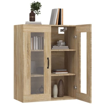 vidaXL Κρεμαστό Ντουλάπι Τοίχου Sonoma Δρυς 69,5x34x90cm Επεξ. Ξύλο 1 τεμ.
