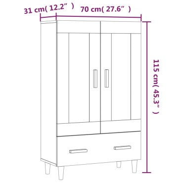 vidaXL Ντουλάπι άσπρο 70x31x115cm από Επεξεργασμένο Ξύλο 1 τεμ.