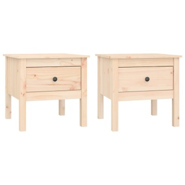 vidaXL Βοηθητικά Τραπέζια 2 τεμ. 50x50x49cm Μασίφ Ξύλο Πεύκου