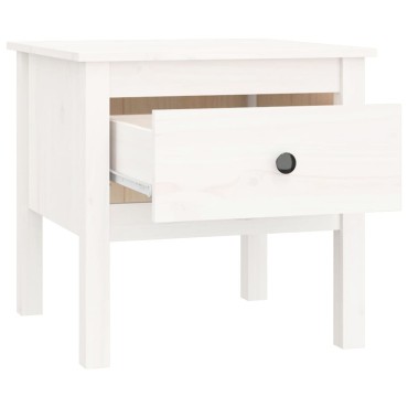 vidaXL Βοηθητικό Τραπέζι Λευκό 50x50x49cm από Μασίφ Ξύλο Πεύκου 1 τεμ.
