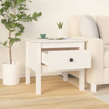 vidaXL Βοηθητικά Τραπέζια 2 τεμ. Λευκά 50x50x49cm Μασίφ Ξύλο Πεύκου