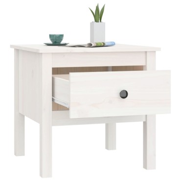vidaXL Βοηθητικά Τραπέζια 2 τεμ. Λευκά 50x50x49cm Μασίφ Ξύλο Πεύκου