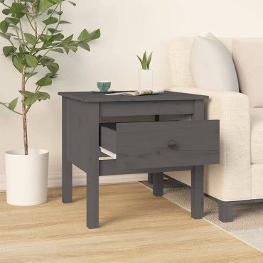 vidaXL Βοηθητικό Τραπέζι Γκρι 50x50x49cm από Μασίφ Ξύλο Πεύκου 1 τεμ.