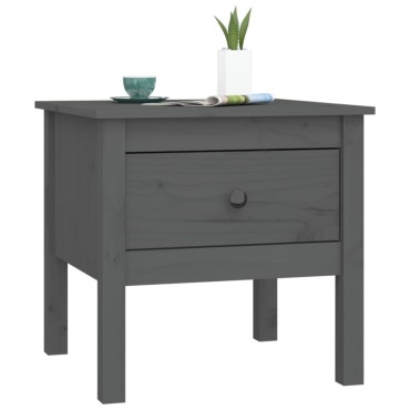 vidaXL Βοηθητικό Τραπέζι Γκρι 50x50x49cm από Μασίφ Ξύλο Πεύκου 1 τεμ.