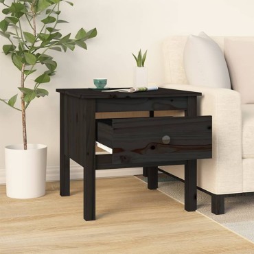 vidaXL Βοηθητικό Τραπέζι Μαύρος 50x50x49cm από Μασίφ Ξύλο Πεύκου 1 τεμ.