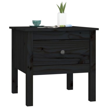 vidaXL Βοηθητικά Τραπέζια 2 τεμ. Μαύρος 50x50x49cm Μασίφ Ξύλο Πεύκου