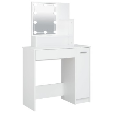 vidaXL Μπουντουάρ με LED Σετ Λευκό 86,5x35x136cm