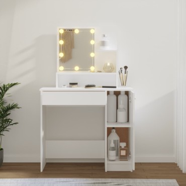 vidaXL Μπουντουάρ με LED Σετ Λευκό 86,5x35x136cm