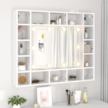 vidaXL Έπιπλο Καθρέπτη με LED Λευκό 91x15x76,5cm 1 τεμ.