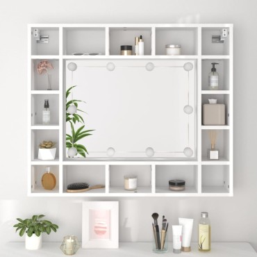 vidaXL Έπιπλο Καθρέπτη με LED Λευκό 91x15x76,5cm 1 τεμ.