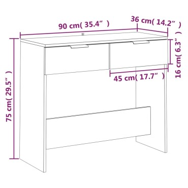 vidaXL Τραπέζι Κονσόλα Λευκό 90x36x75cm από Επεξεργασμένο Ξύλο 1 τεμ.