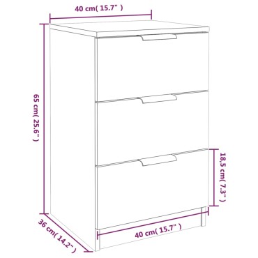 vidaXL Κομοδίνο Λευκό 40x36x65cm 1 τεμ.